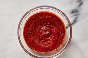 overhead view of Easy Pizza Sauce in a glass bowl 