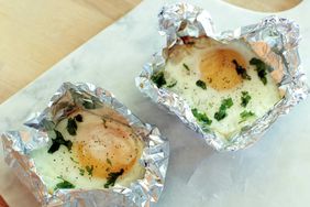 fried eggs cooked in foil in the air fryer